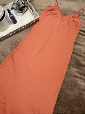 a new day Coral-Orange Slip Midi Dress, Size XS